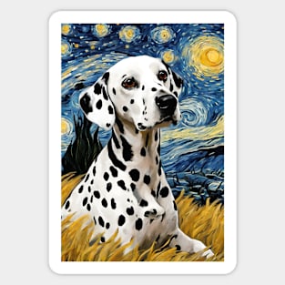 Dalmatian Dog Breed Painting in a Van Gogh Starry Night Art Style Sticker